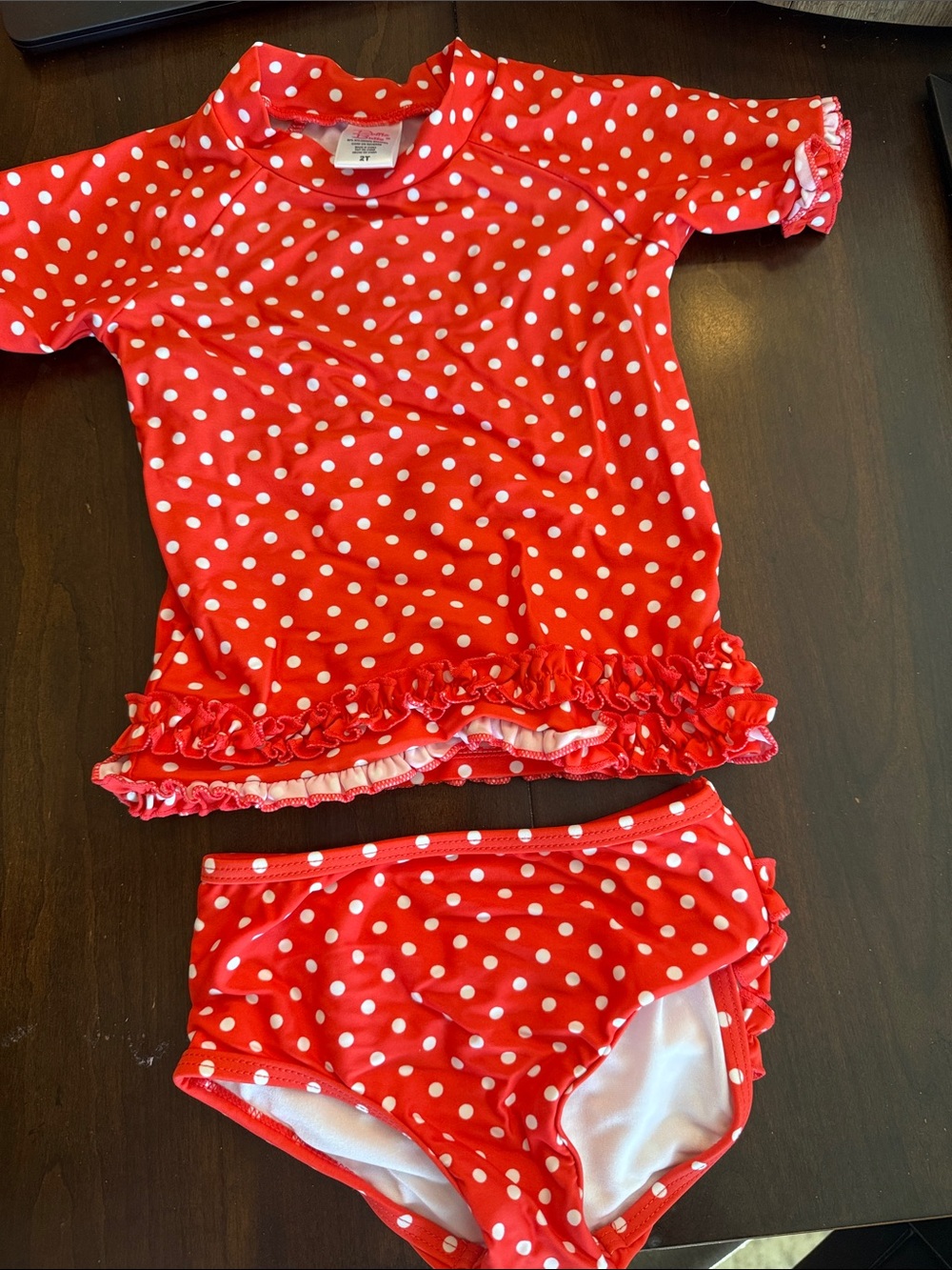 Ruffle Butts Red and White Polka Dot Ruffle Swim Set